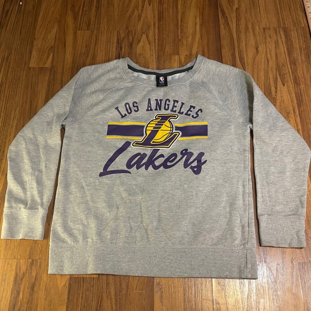 NBA Los Angeles Lakers Sweatshirt Mens Large Gray Fleece Pullover Crewneck NBA